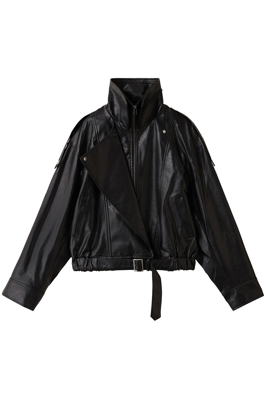 Venica Stand collar leather blouson (black, F) ヴェニカ ELLE SHOP Venica Stand collar leather blouson (black, F) ヴェニカ ELLE SHOP