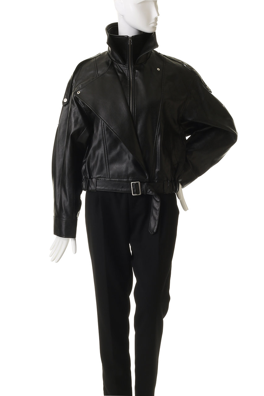 Venica(ヴェニカ)｜Stand collar leather blouson/black の通販