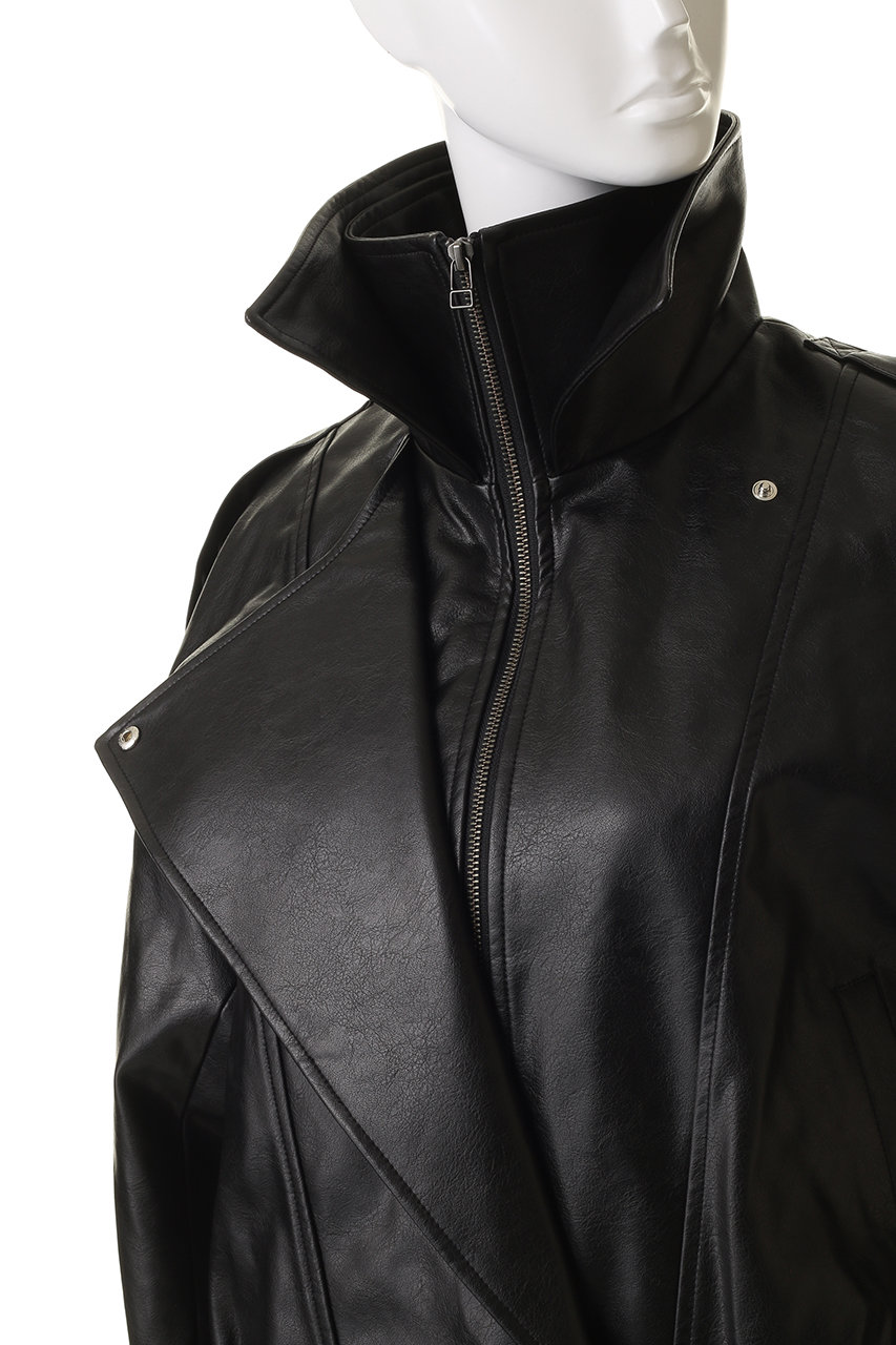 Venica(ヴェニカ)｜Stand collar leather blouson/black の通販