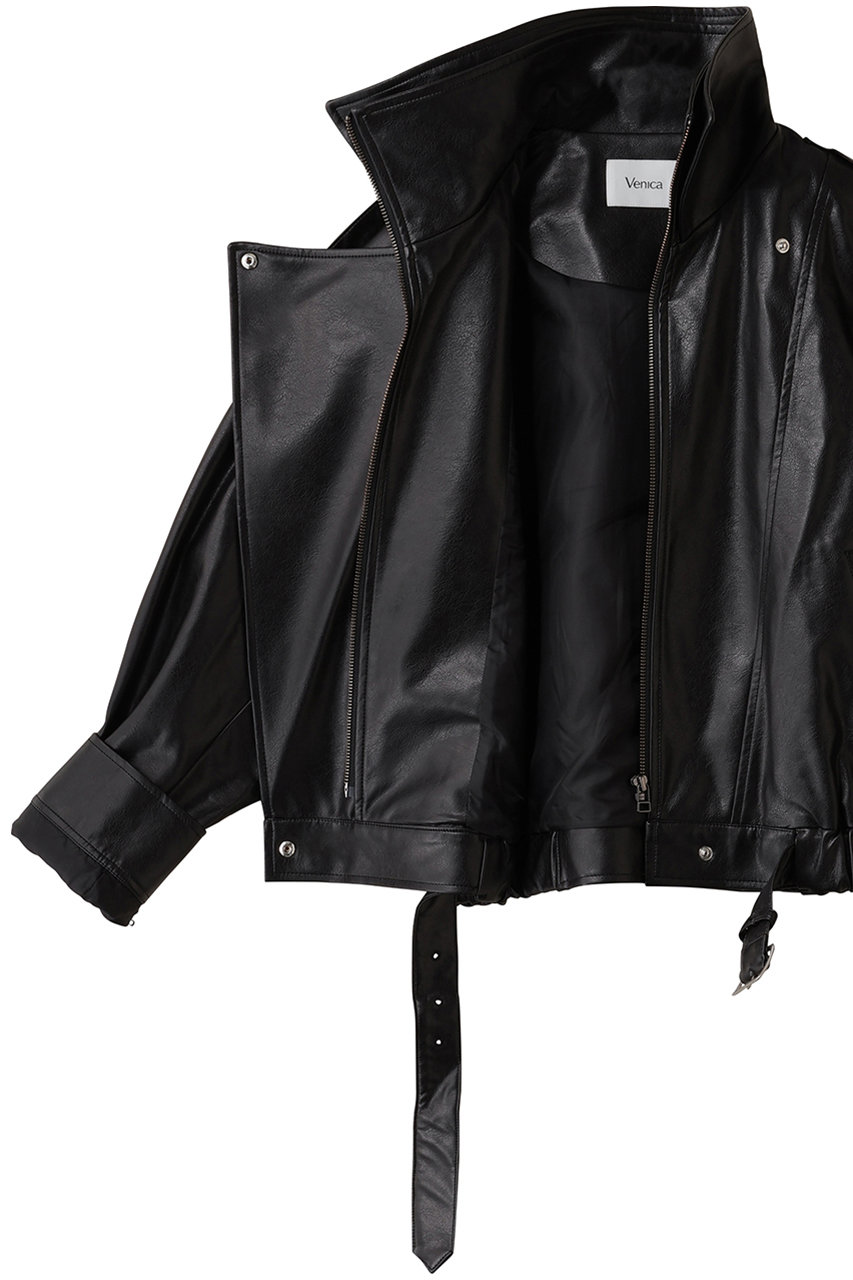 Venica(ヴェニカ)｜Stand collar leather blouson/black の通販