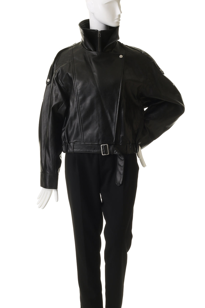 Venica(ヴェニカ)｜Stand collar leather blouson/black の通販