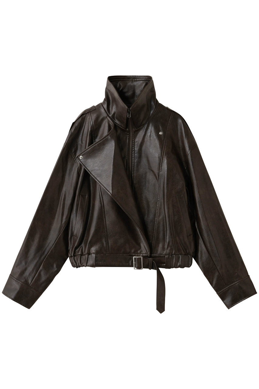 Venica Stand collar leather blouson (brown, F) ヴェニカ ELLE SHOP Venica Stand collar leather blouson (brown, F) ヴェニカ ELLE SHOP