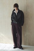 Stand collar leather blouson