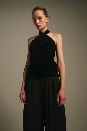 Velour halter neck tops