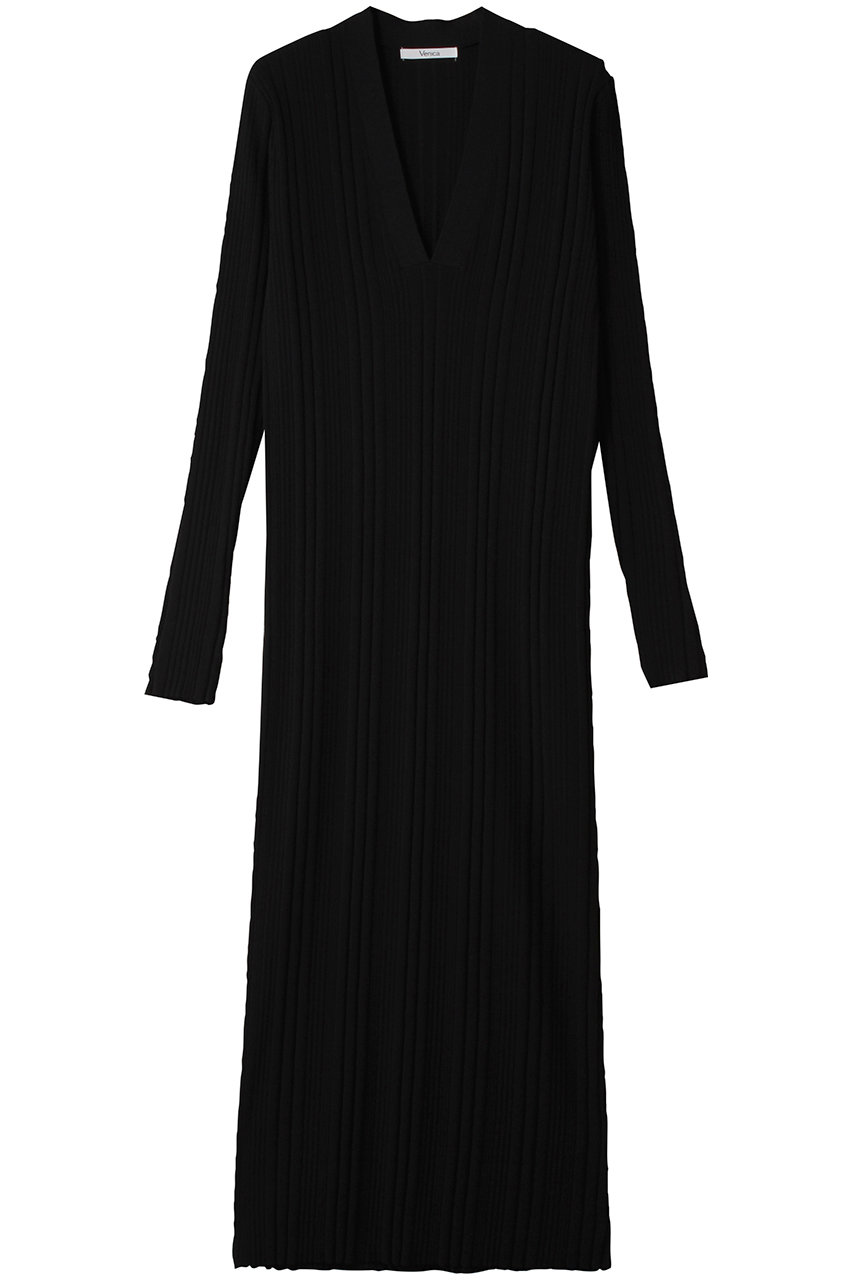 Venica Vneck knit dress (black, F) ヴェニカ ELLE SHOP