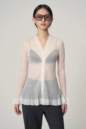 ヴェニカ/Venicaのsheer flare pleats knit cardigan(110300/110303)