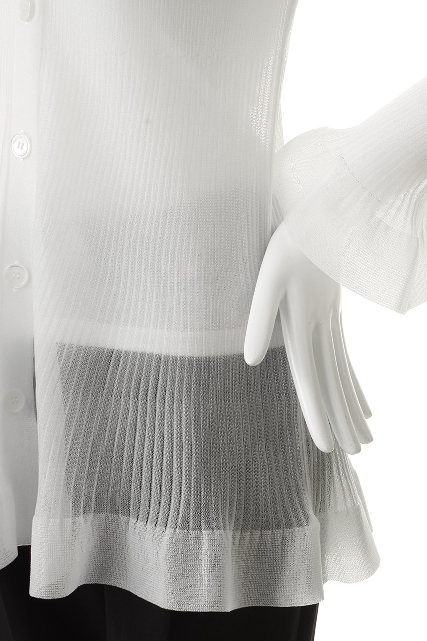 Venica(ヴェニカ)｜sheer flare pleats knit cardigan/WHT の通販