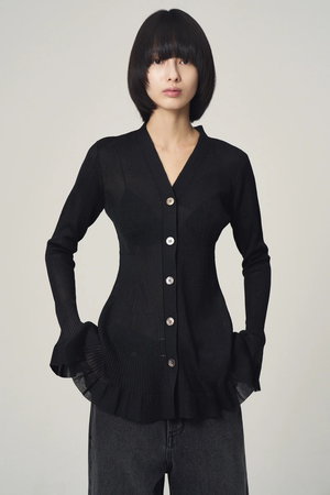 ヴェニカ/Venicaのsheer flare pleats knit cardigan(110300/110303)