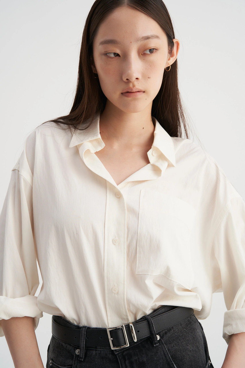 Venica(ヴェニカ)｜stripe big silhouette shirt/WHT の通販｜ELLESHOP