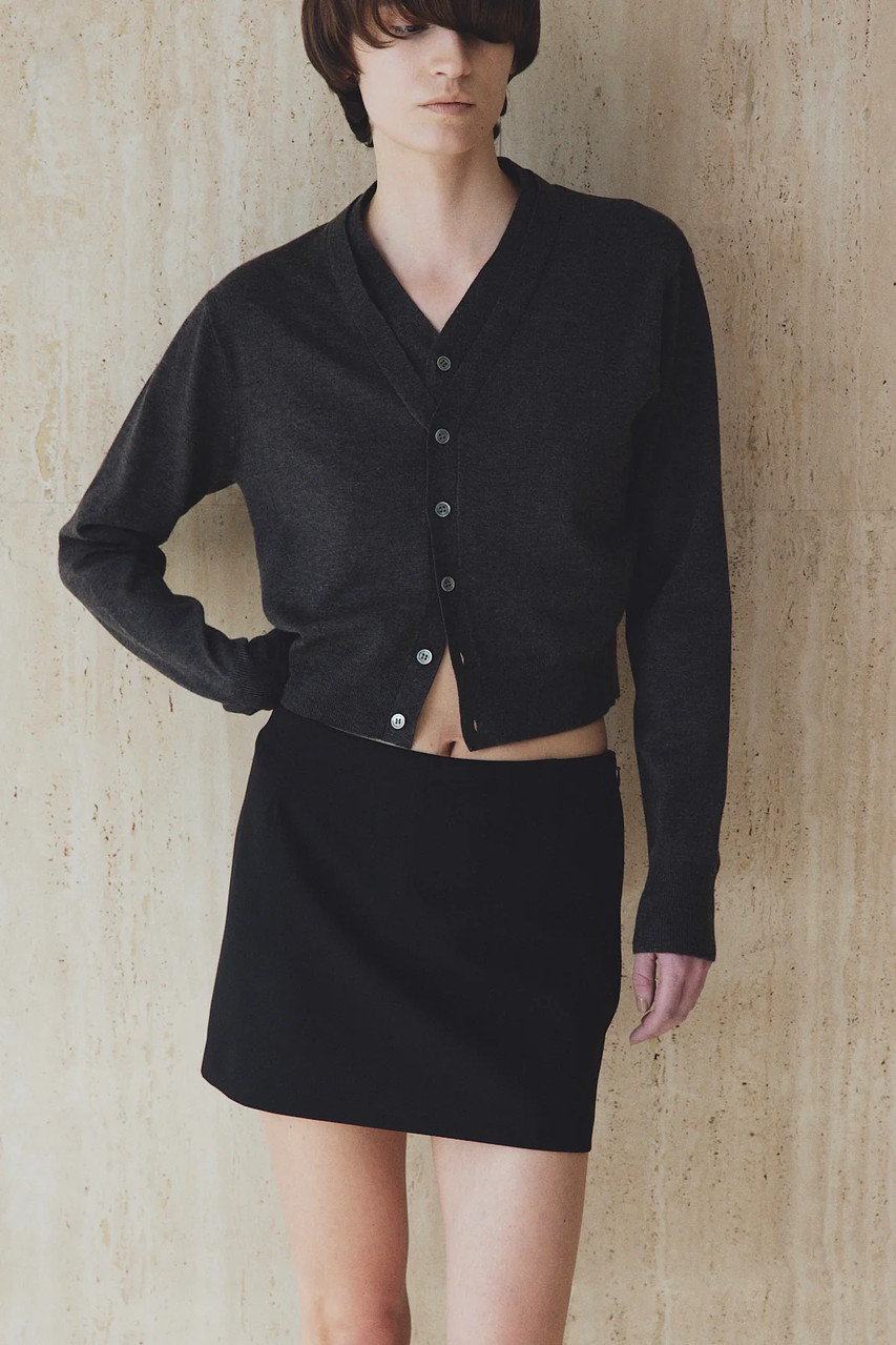 Venica(ヴェニカ)｜Double collar knit cardigan/GRY の通販｜ELLESHOP