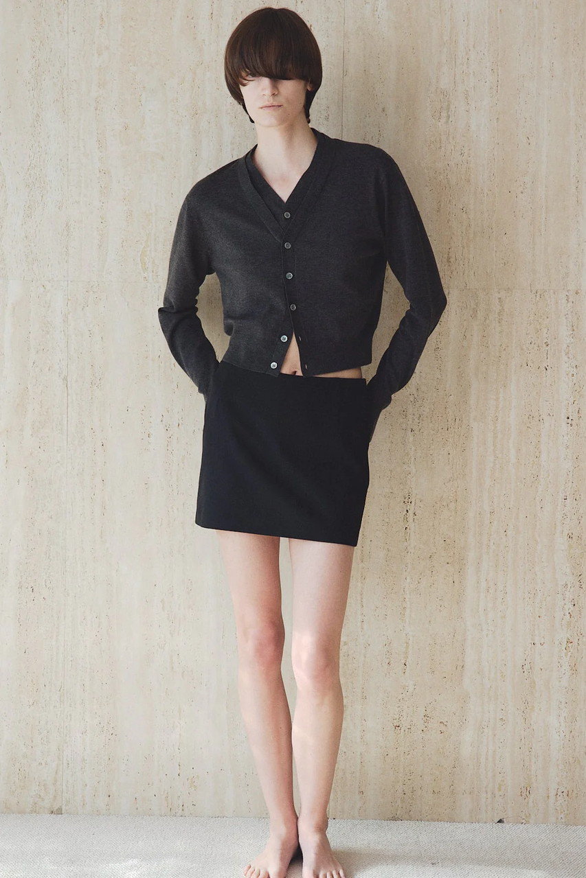 Venica(ヴェニカ)｜Double collar knit cardigan/GRY の通販｜ELLESHOP