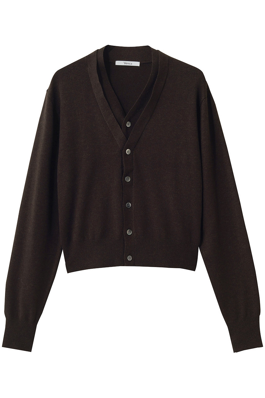ヴェニカ/VenicaのDouble collar knit cardigan(BRW/VE-26S41)