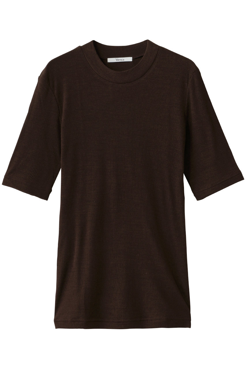 Venica Wool rib tee (brown, F) ヴェニカ ELLE SHOP