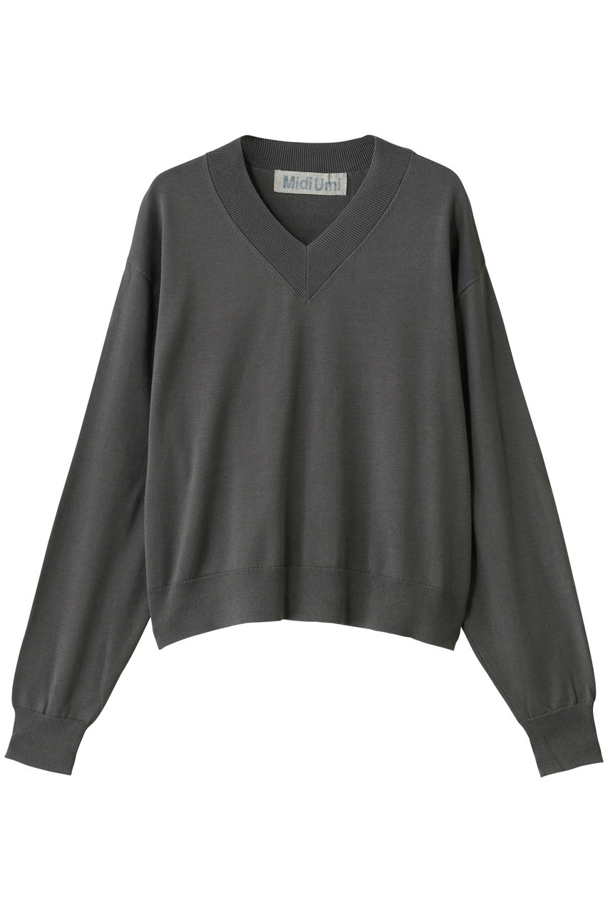 MidiUmi V neck knit PO プルオーバー (c.gray, F) ミディウミ ELLE SHOP MidiUmi V neck knit PO プルオーバー (c.gray, F) ミディウミ ELLE SHOP