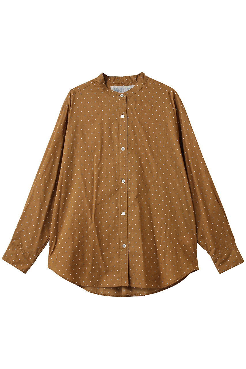 MidiUmi dots band collar shirt シャツ (brown, F) ミディウミ ELLE SHOP MidiUmi dots band collar shirt シャツ (brown, F) ミディウミ ELLE SHOP