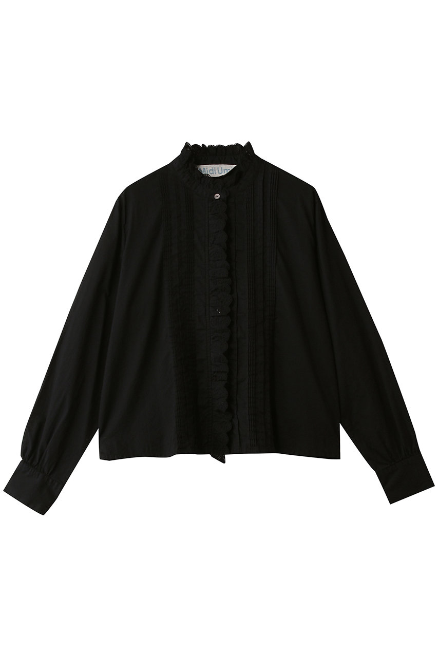 ミディウミ/MidiUmiのpin tuck lace shirt シャツ(black/1-730078)