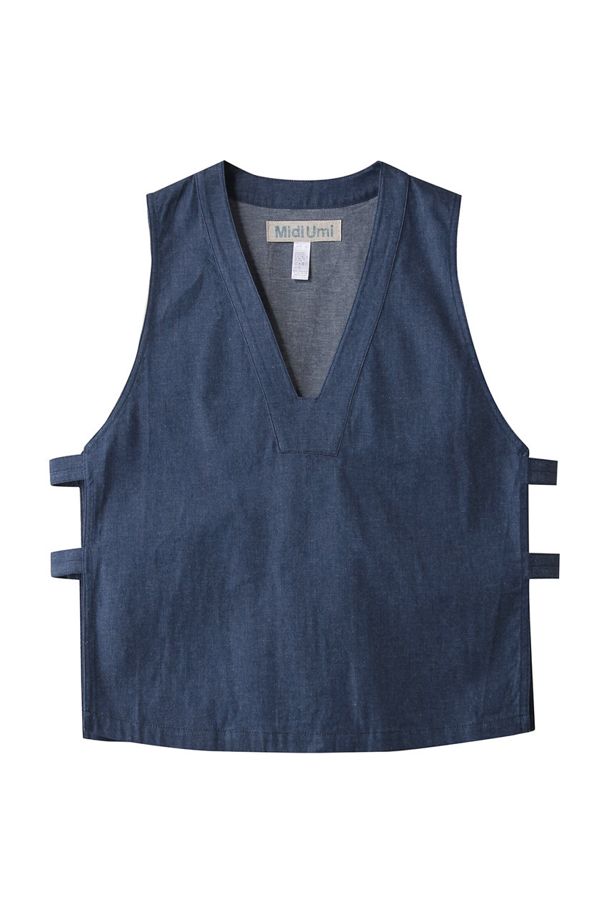 ミディウミ/MidiUmiのdenim side strap vest ベスト(blue/1-730082)