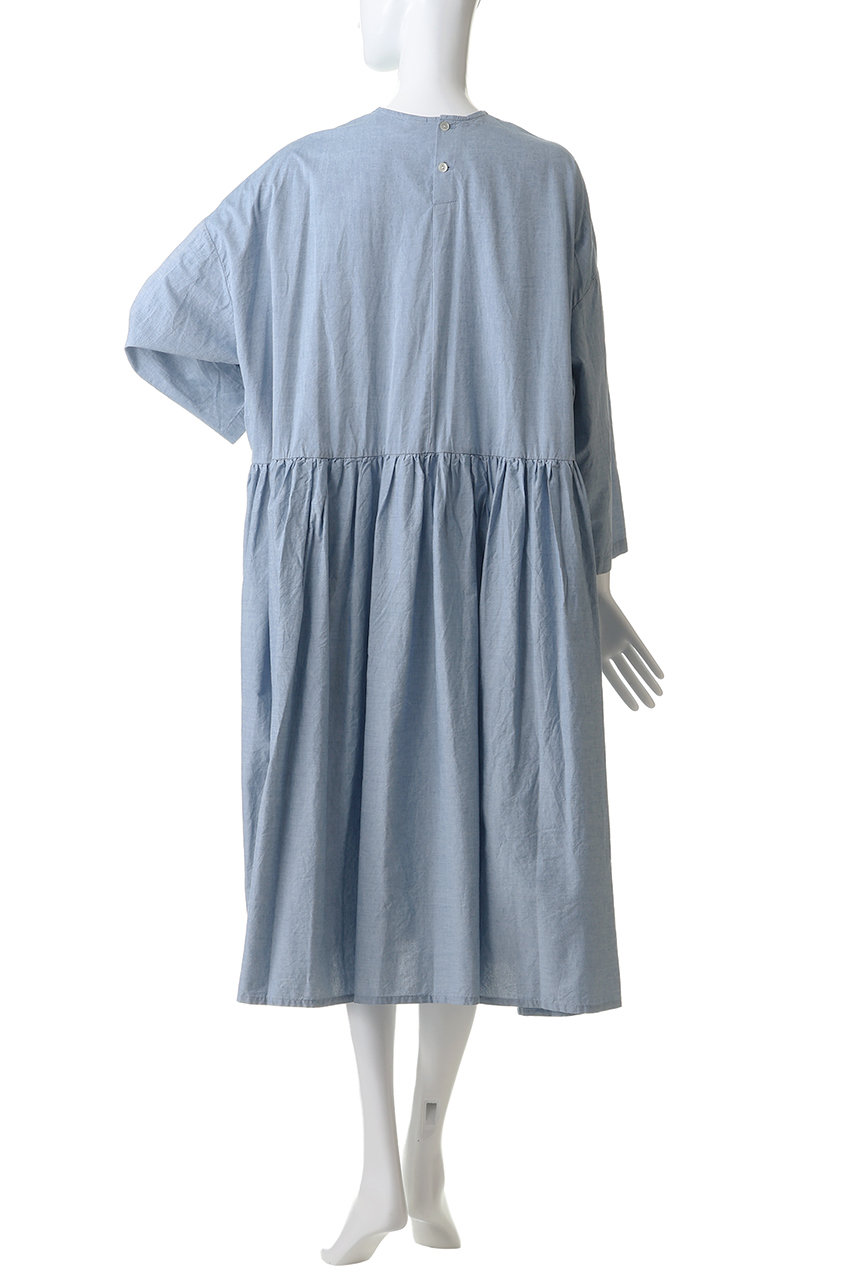 MidiUmi(ミディウミ)｜chambray gather OP ワンピース/blue の通販