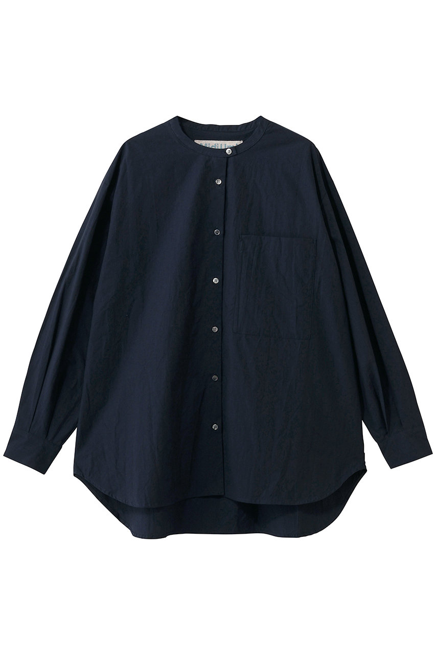ミディウミ/MidiUmiのstand collar big shirt シャツ(navy/1-730087)