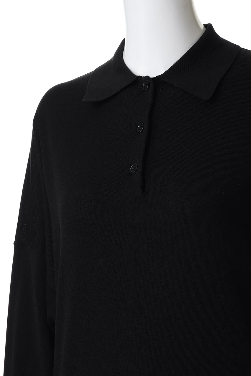 MidiUmi(ミディウミ)｜wide knit polo ポロ/black の通販｜ELLESHOP
