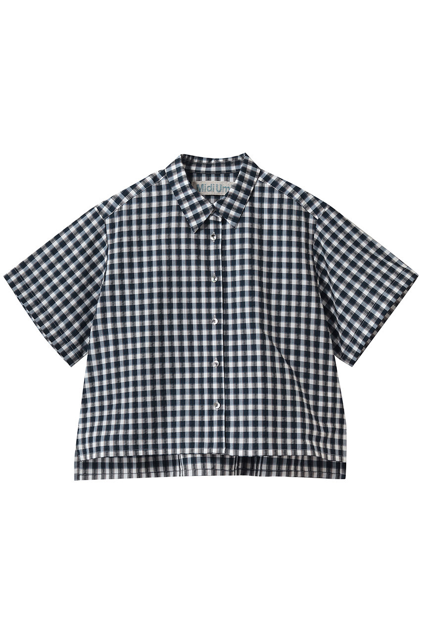 ミディウミ/MidiUmiのseersucker check shirt シャツ(navy/1-730146)