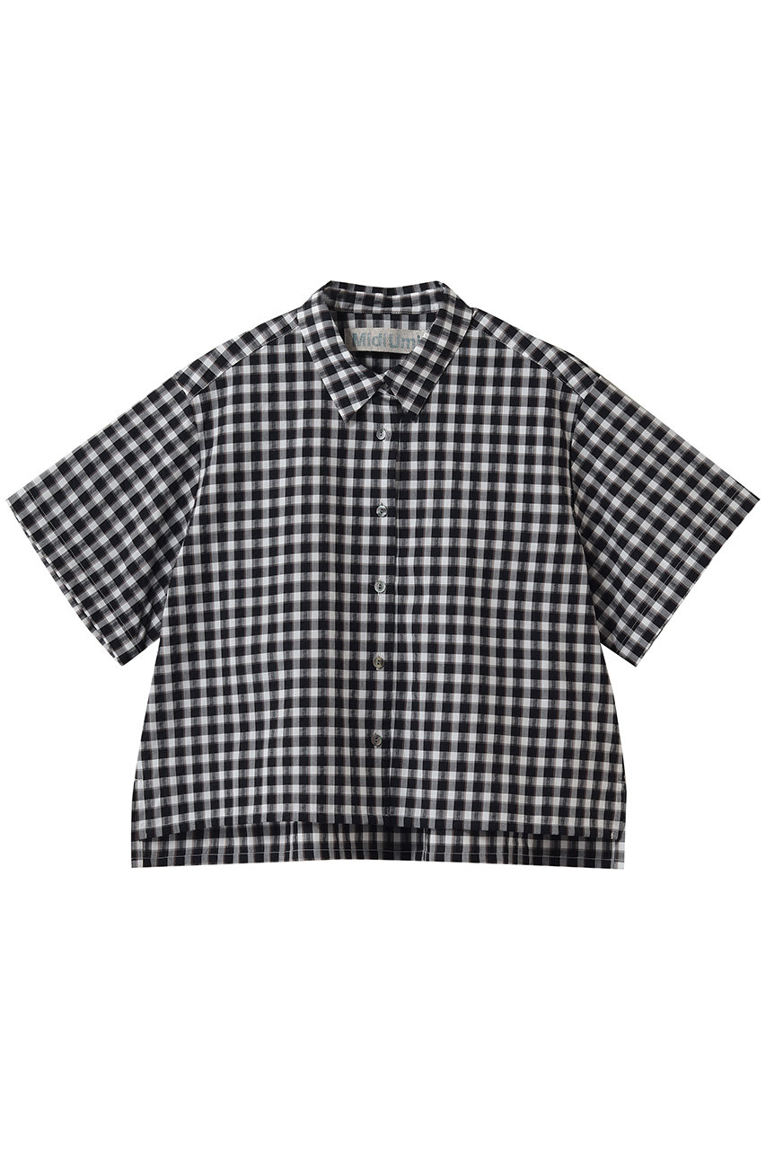 ミディウミ/MidiUmiのseersucker check shirt シャツ(black/1-730146)