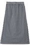 seersucker check SK スカート ミディウミ/MidiUmi navy
