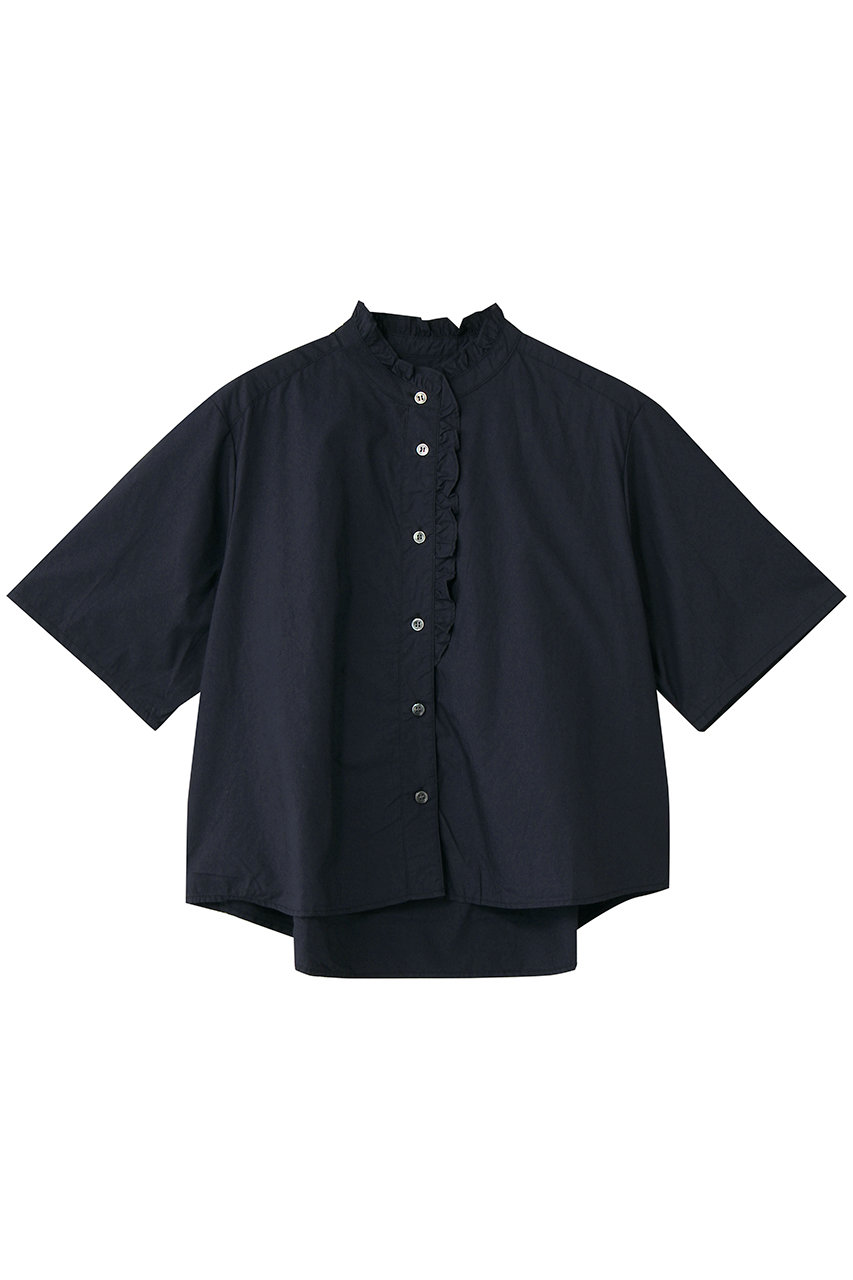 ミディウミ/MidiUmiのh/s front half frill shirt シャツ(navy/2-730183)