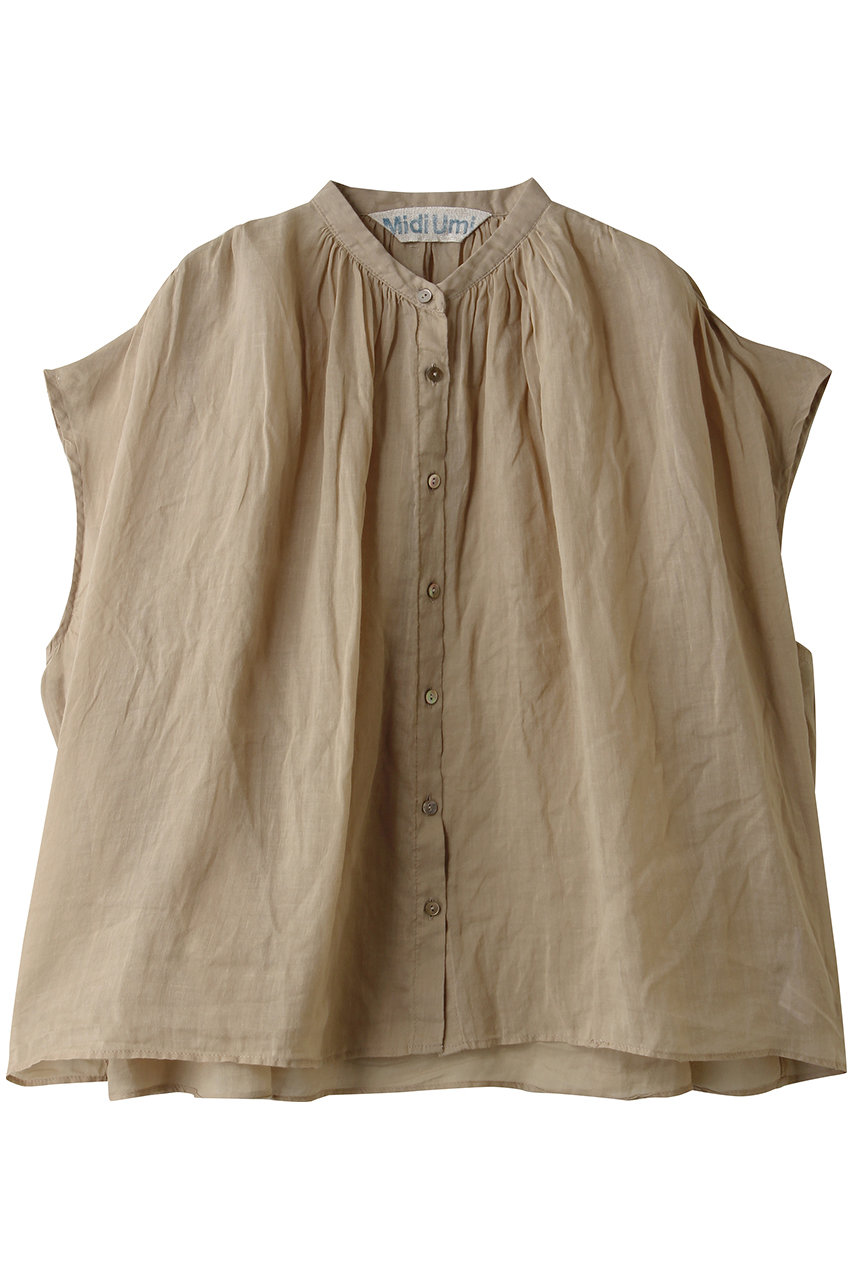 ミディウミ/MidiUmiのramie gather N/S shirt シャツ(beige/2-730179)