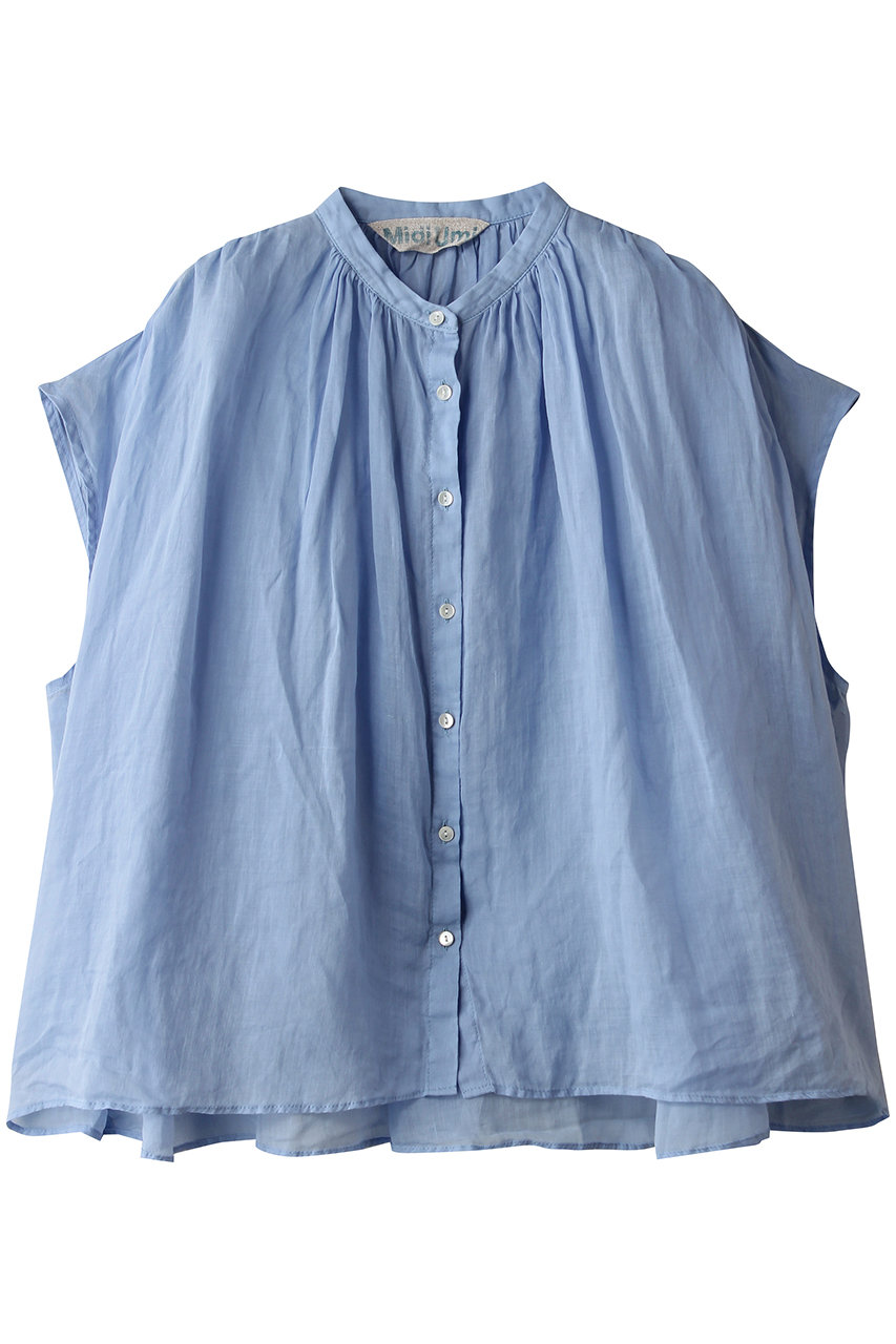 ミディウミ/MidiUmiのramie gather N/S shirt シャツ(l.blue/2-730179)