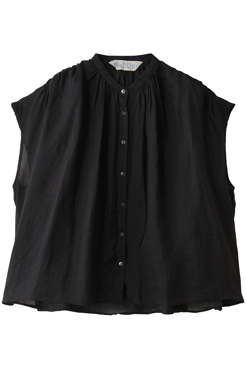 ミディウミ/MidiUmiのramie gather N/S shirt シャツ(black/2-730179)