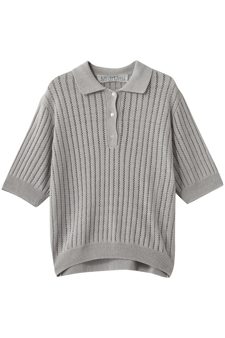 MidiUmi pattern knitting knit polo ニットポロ (l.gray, F) ミディウミ ELLE SHOP