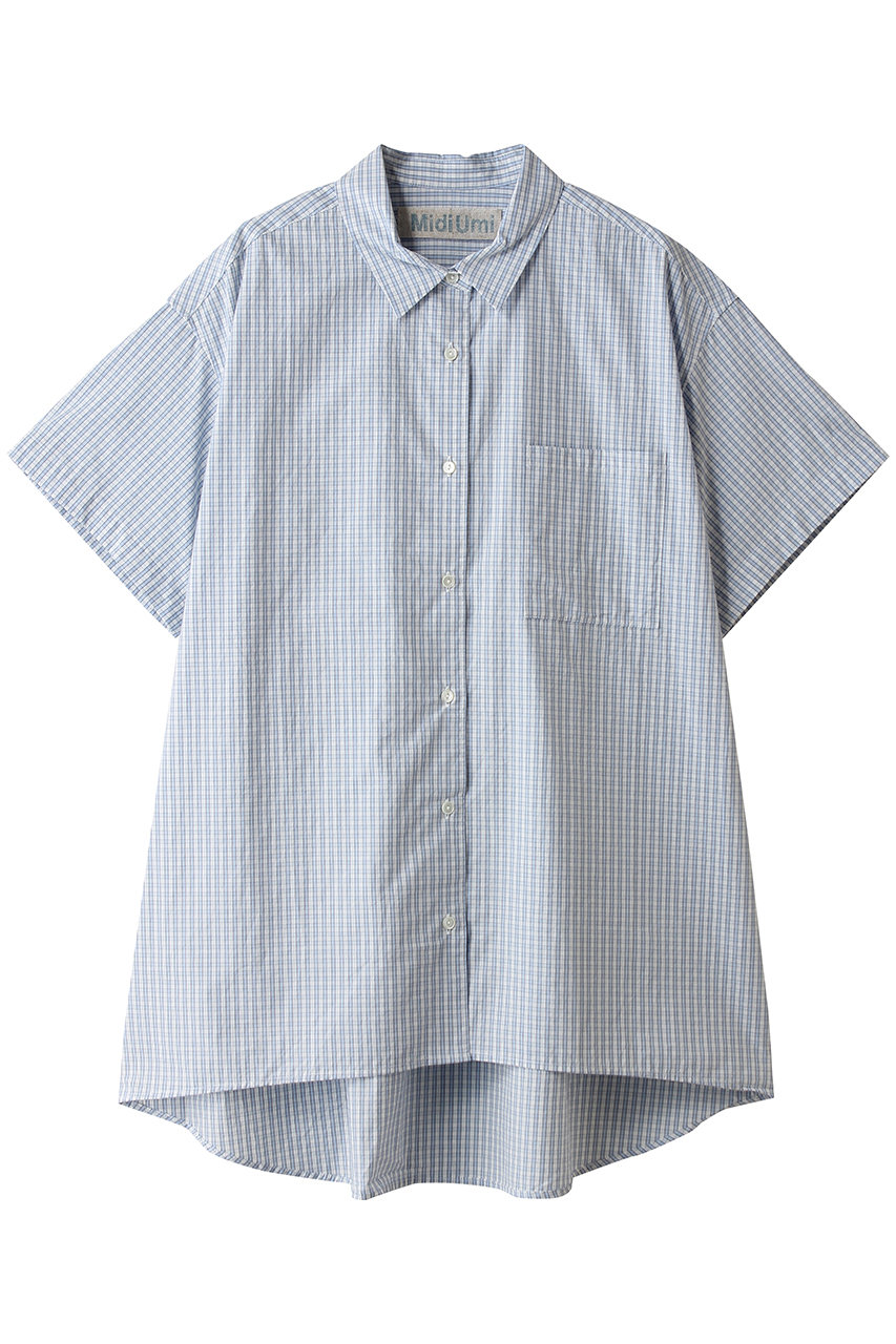 ミディウミ/MidiUmiのh/s patterned wide long shirt シャツ(blue/2-739874)