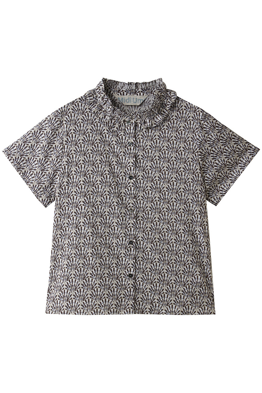 MidiUmi LIBERTY print frill shirt シャツ (black, F) ミディウミ ELLE SHOP