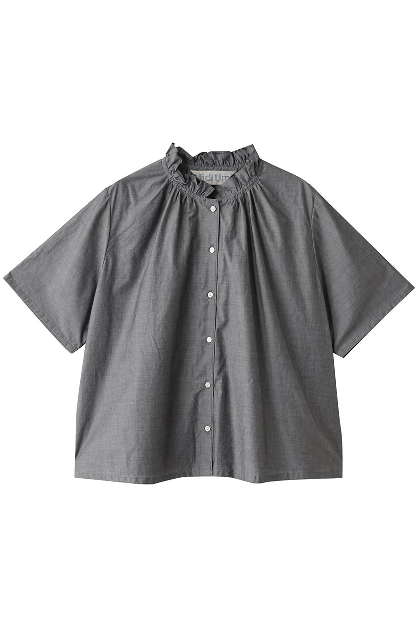MidiUmi(ミディウミ)｜chambray frill shirt シャツ/blackC の通販