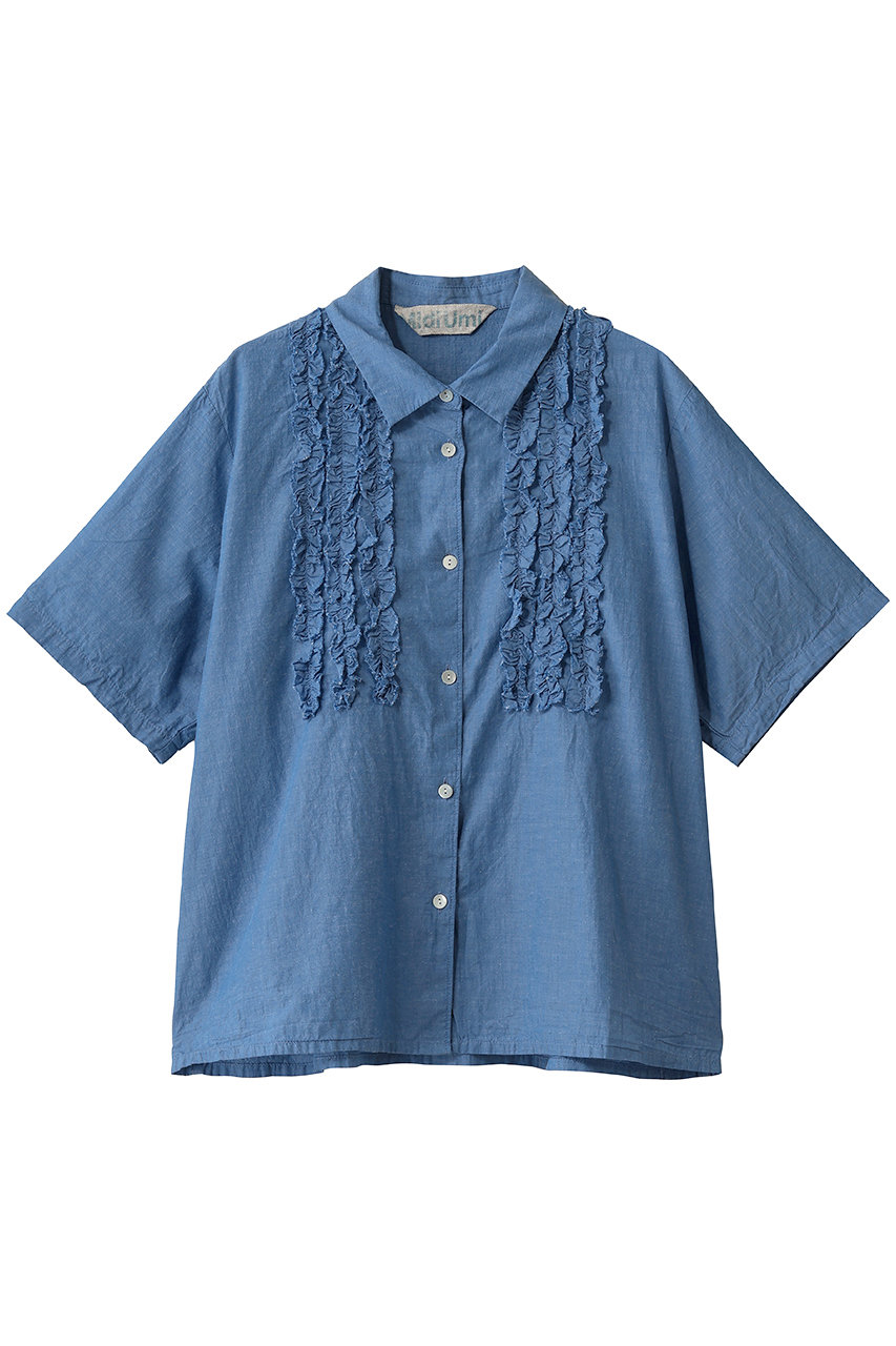 MidiUmi front frill shirt シャツ (l.blue, F) ミディウミ ELLE SHOP