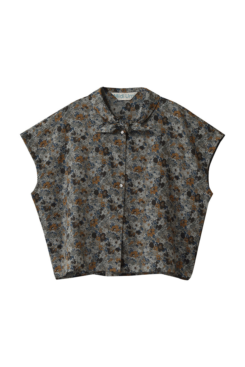 ミディウミ/MidiUmiのflower print scarflike shirt シャツ(khaki/2-730227)