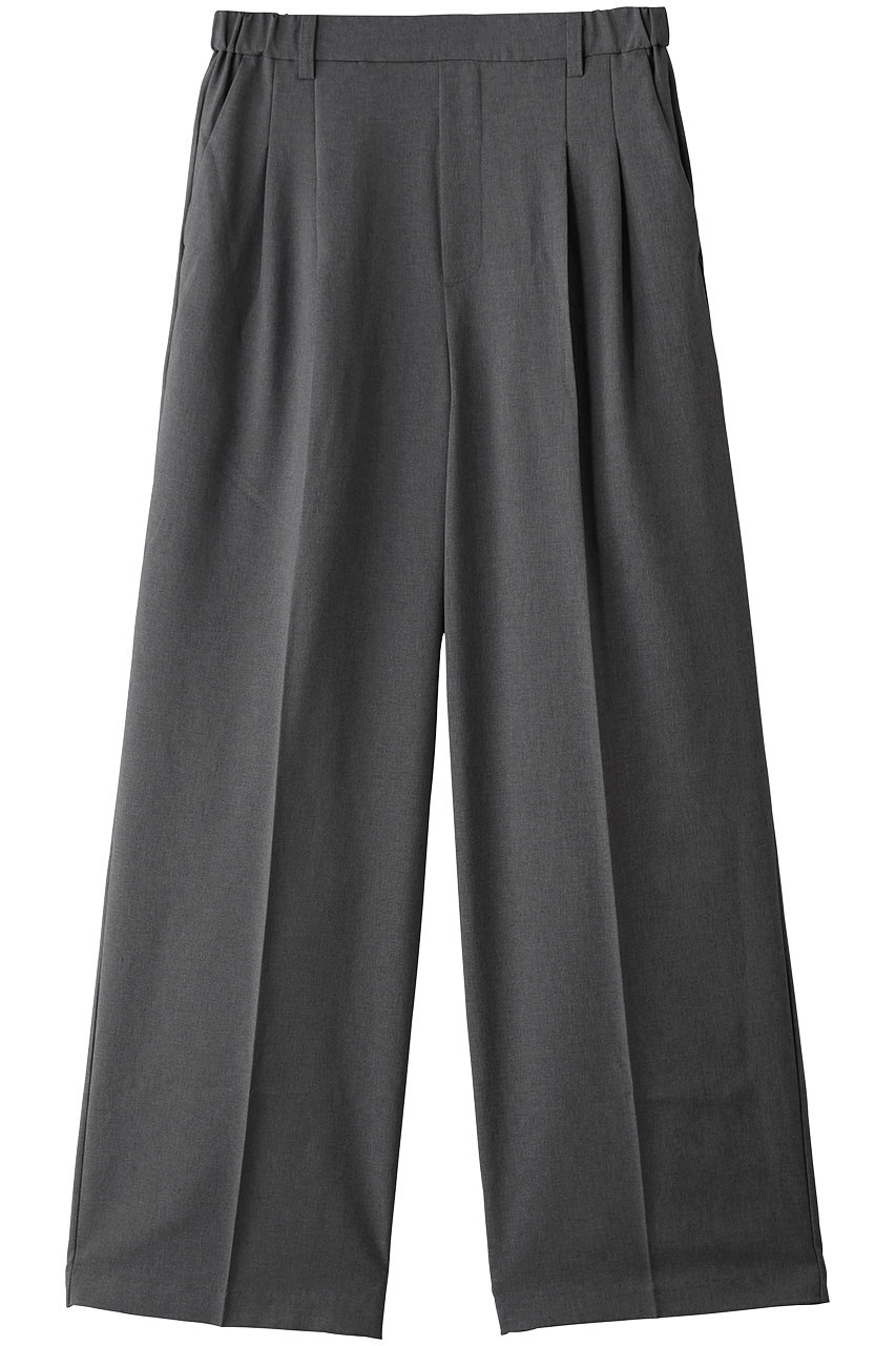 MidiUmi wide tuck slacks PT パンツ (gray, F) ミディウミ ELLE SHOP