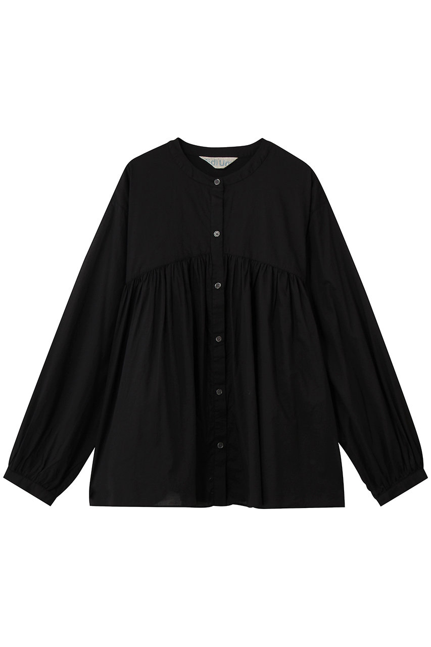 MidiUmi gathered flare shirt シャツ (black, F) ミディウミ ELLE SHOP