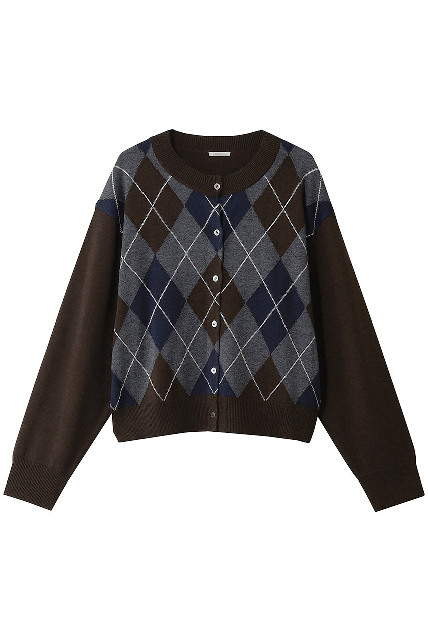 MidiUmi argyle knit CD カーディガン (brown, F) ミディウミ ELLE SHOP