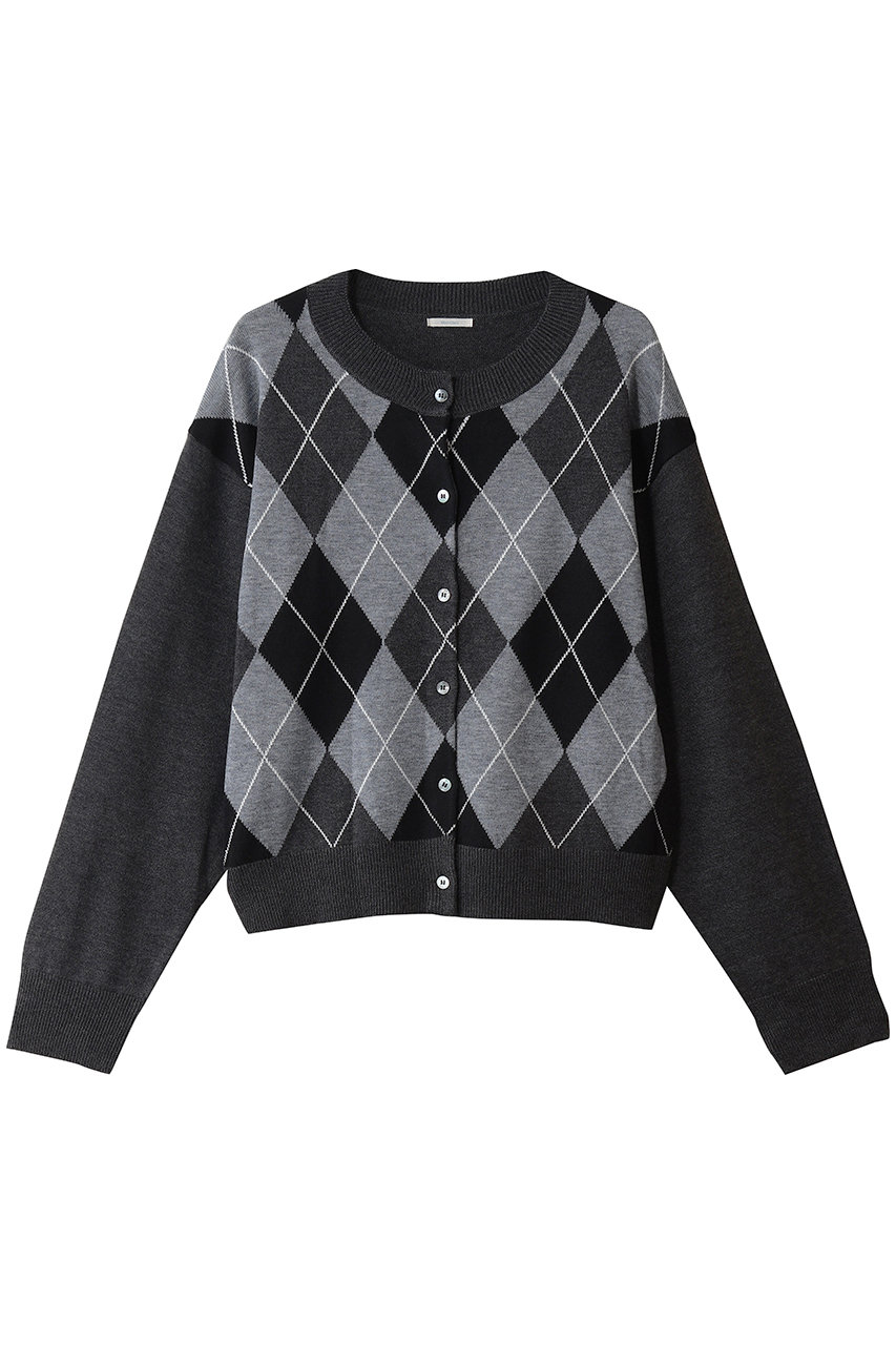 MidiUmi argyle knit CD カーディガン (gray, F) ミディウミ ELLE SHOP