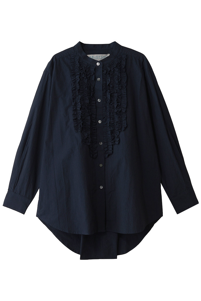 MidiUmi front frill shirt シャツ (navy, F) ミディウミ ELLE SHOP