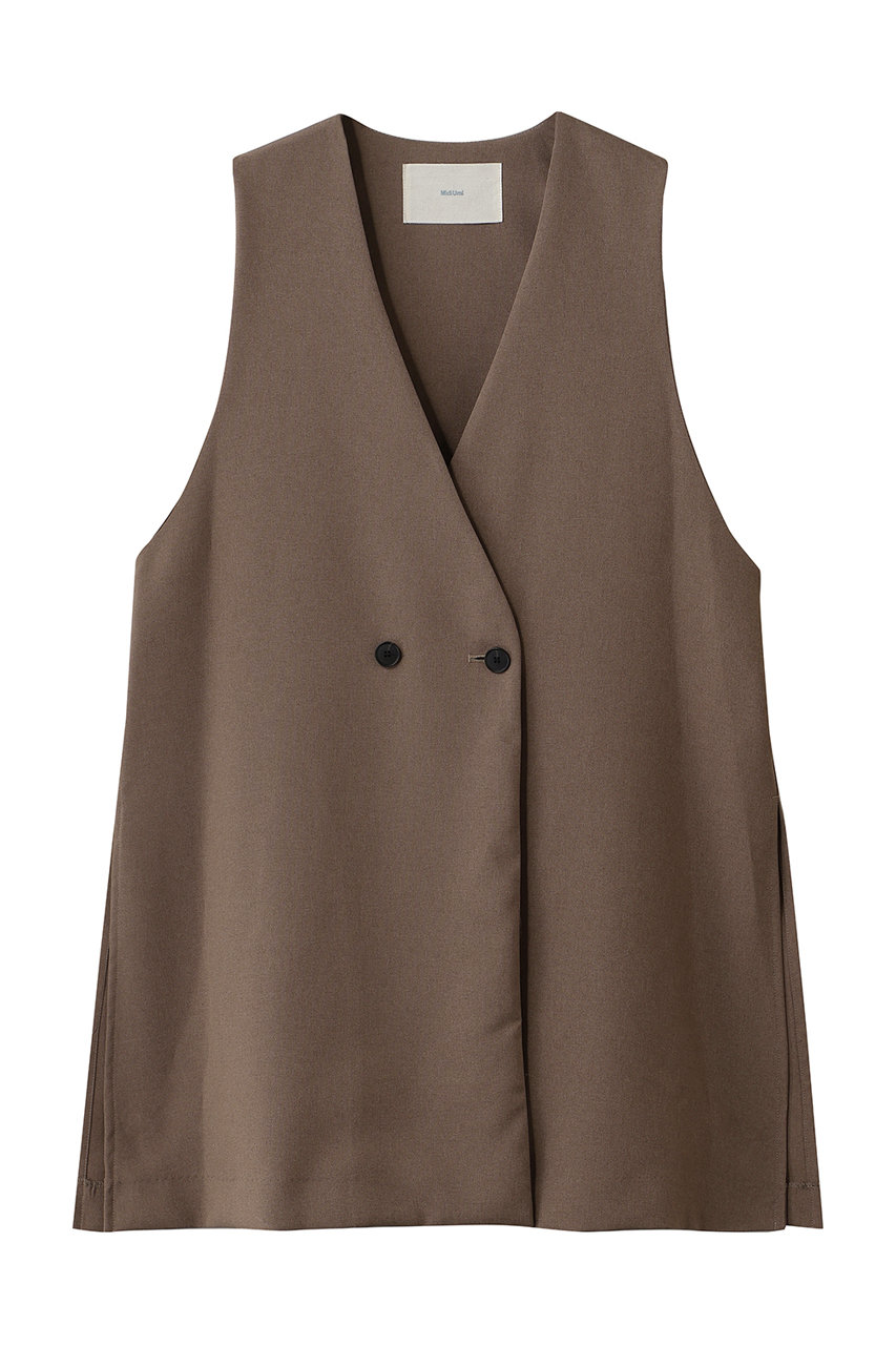 MidiUmi comfort long gilet ジレ (brown, F) ミディウミ ELLE SHOP