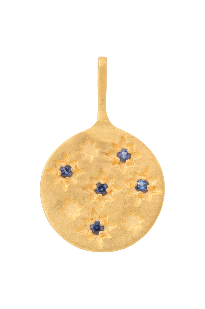 クイ/Kui Co.のサファイア ラウンドメタルチャーム(ブルー/RAW-CM051)