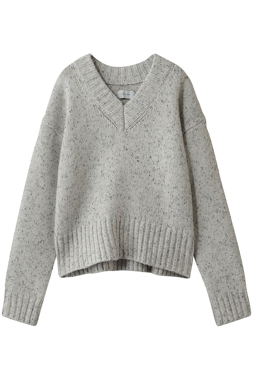 フォーエーエム/FOURAMのNEP YARN V-NECK KNIT(VANILLA/44-02-64-02003)