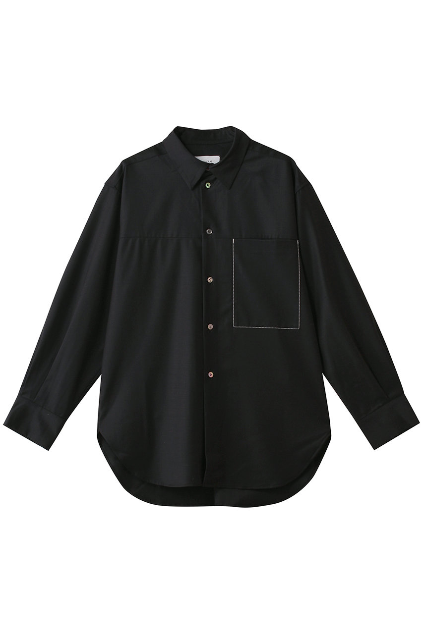 フォーエーエム/FOURAMのGLOSS COATED WOOL SHIRT(BLACK/44-01-54-01004)