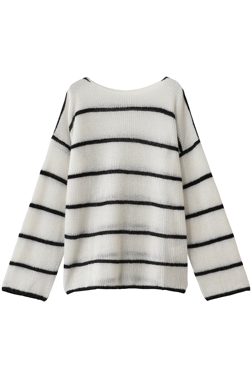 FOURAM MOHAIR BORDER KNIT (WHITE, F) フォーエーエム ELLE SHOP