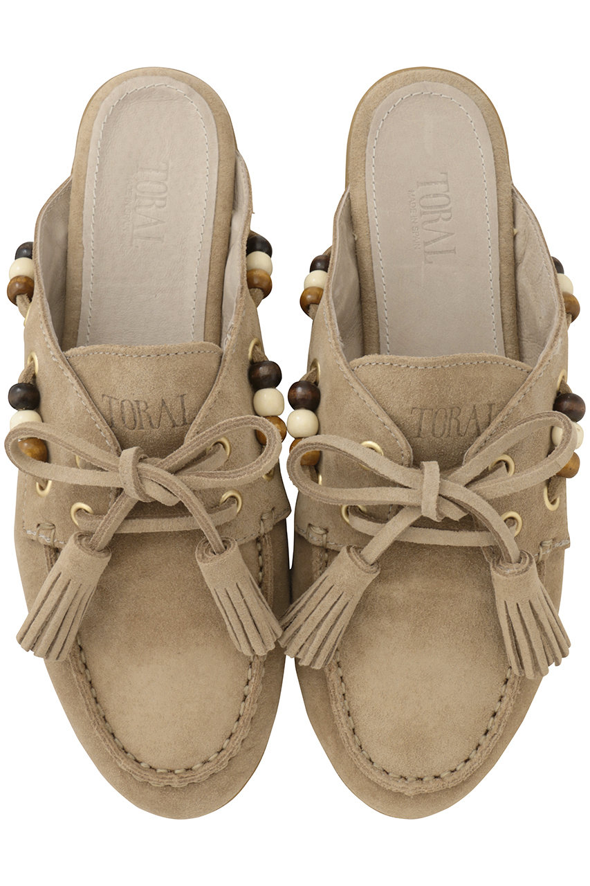 トラル/TORALのタッセル＆ビーズ付き2wayスエードモカシン(ムース/TL KILLIAN)