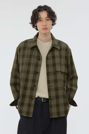 マーガレット・ハウエル メン/MARGARET HOWELL MENのGRAPHIC YARN DYED WOOL COTTON SHIRT(110400/110403)