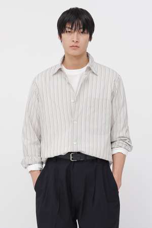 マーガレット・ハウエル メン/MARGARET HOWELL MENのCOTTON SILK STRIPE SHIRT(110400/110403)